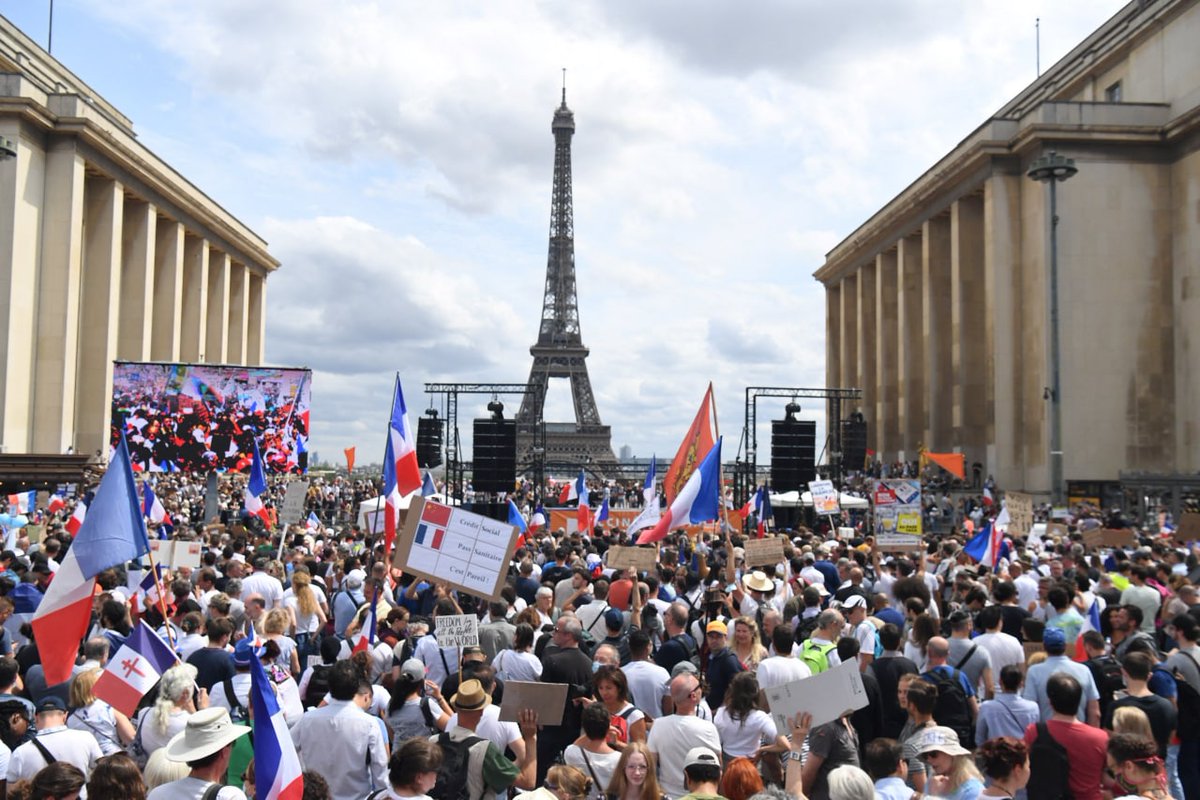 Во Франции прошли антиковидные протесты, их поддержали «желтые жилеты»